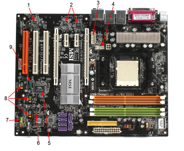 MSI K9N SLI Platinum Board Layout