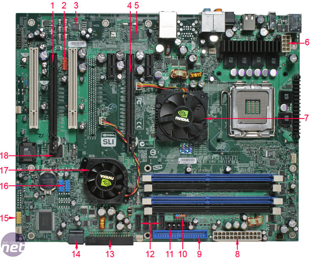 EVGA nForce 680i LT SLI Board Layout Continued