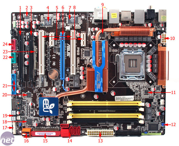 Asus P5Q Deluxe: Intel P45 has arrived Board Layout