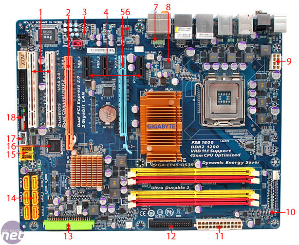 Gigabyte GA-EP45-DS3R Board Layout