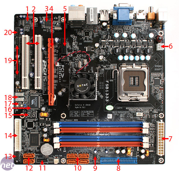 Zotac GeForce 9300 (MCP7a) motherboard Board Layout