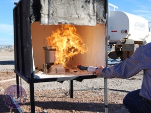Indestructible Data: ioSafe at CES 2010 Setting up the test, and setting the Solo on fire