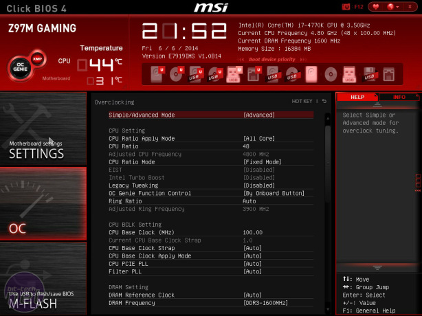 MSI Z97M Gaming Review MSI Z97M Gaming Review - Overclocking and EFI