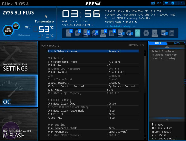 MSI Z97S SLI Plus Review MSI Z97S SLI Plus Review - Overclocking and EFI