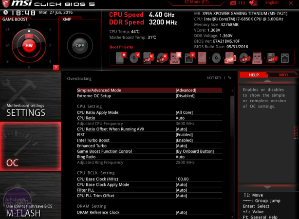 MSI X99A XPower Titanium Review MSI X99A XPower Titanium Review - Overclocking, Software and EFI