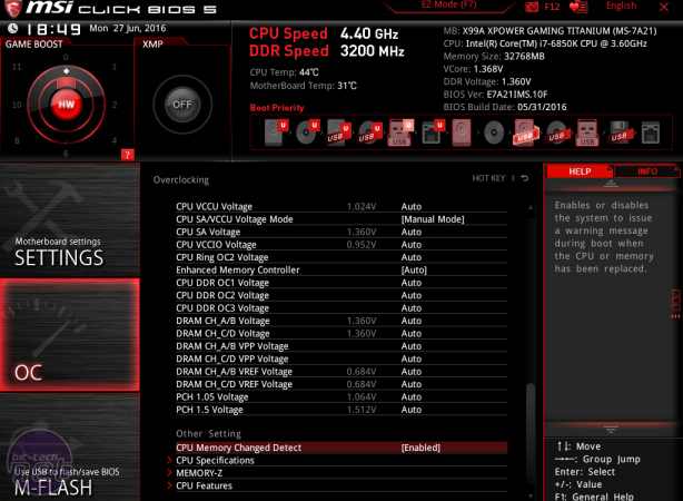 MSI X99A XPower Titanium Review MSI X99A XPower Titanium Review - Overclocking, Software and EFI