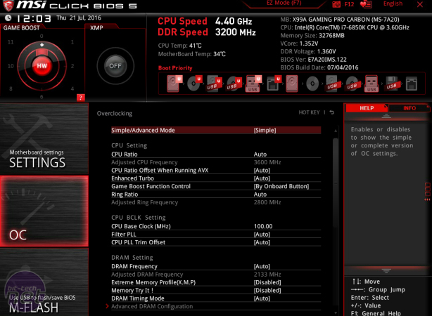 MSI X99A Gaming Pro Carbon Review MSI X99A Gaming Pro Carbon Review - Overclocking, Software and EFI