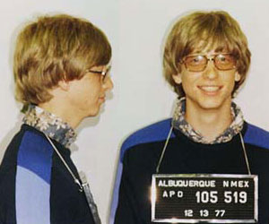 Bill Gates' mugshot: arrested in 1977 for a traffic violation.