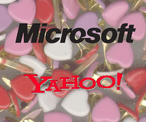 Microsoft and Yahoo! sitting in a tree... plotting their way to world domination.