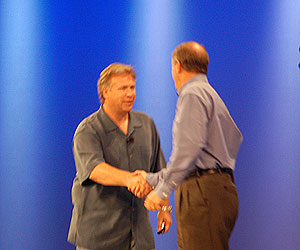 Apple rocks up on stage with Otellini