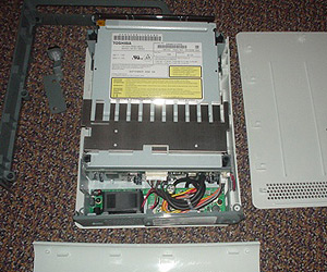 The Xbox 360 HD-DVD drive laid bare.