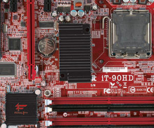 The Abit Fatal1ty iT-90HD: Intel CPUs, AMD chipsets & ATI graphics.
