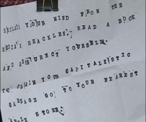 The rather creepy note in full.  Shame the culprit couldn't work out how to use the spell checker...