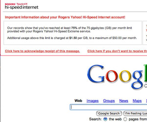 Canadian ISP, Rogers, provides invasive messages onto your web pages.