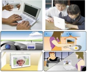 Various ways to use a Noahpad: including while cooking a full English breakfast, apparently.