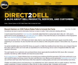 Dell has used its blog to issue a rebuttal against claims that 30% of SSD drives are being returned.