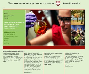 The Harvard University Graduate School of Arts and Science's website was vulnerable to data theft.