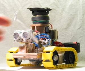 The robot drummer is powered by four AA cells, and is capable of playing along to a user-provided rhythm.