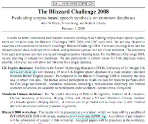 The entrants in the Blizzard Challenge have all finished their engines, so it's up to us to decide if they've succeeded.