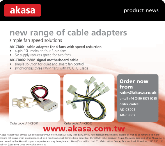 Akasa new range of cable adapters for your info akasa new range of cable adapters for your info