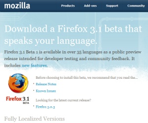 Firefox 3.1 Beta 1 released