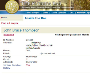 Jack Thomspon disbarrment made official