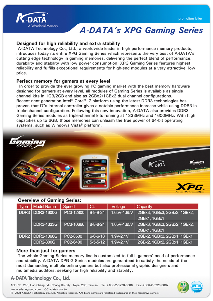 A-DATA’s XPG Gaming Series