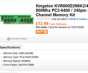 Kingston sells 4GB of DDR2-800 for £13!