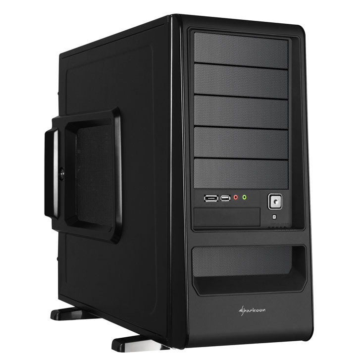 Stable midi-ATX case with perpendicular hard drive cage