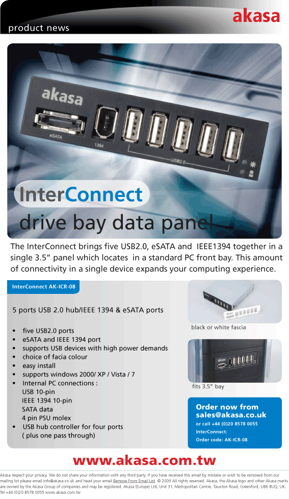 akasa InterConnect drive bay data panel!