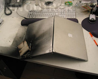 Apple PowerBook goes up in flames in London office
