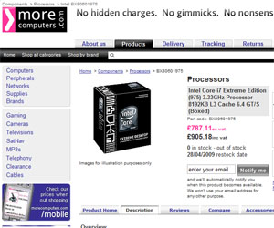 Intel Core i7 Extreme 975 for sale at UK retailers