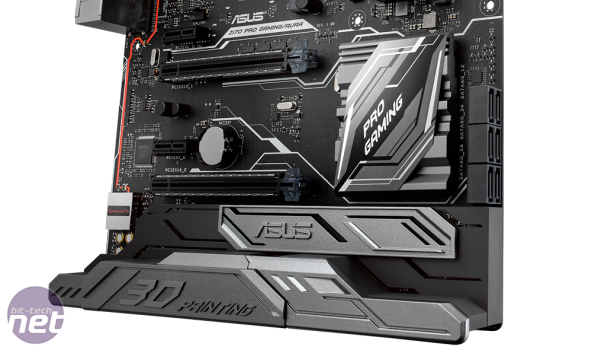 Asus reveals Z170 Pro Gaming Aura motherboard Asus Z170 Pro Gaming Aura motherboard with 3D-printed logo mount